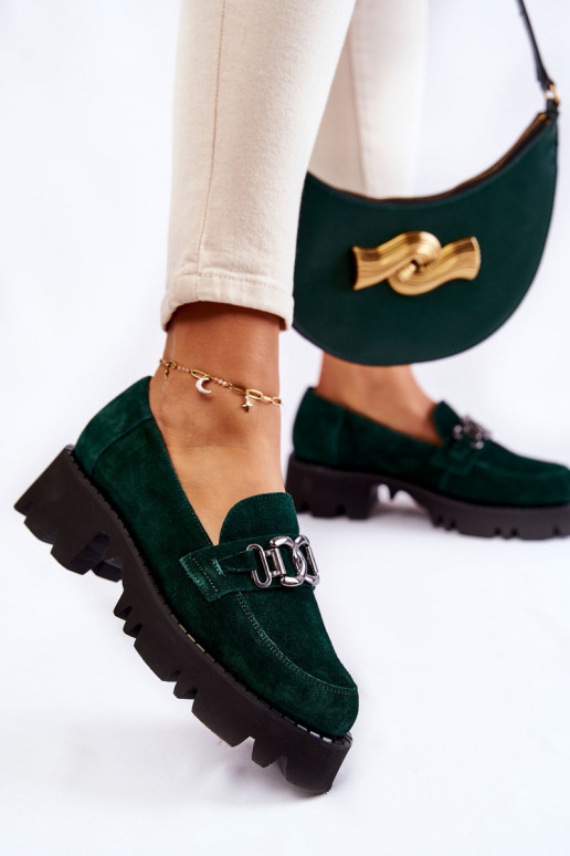 van suède schoenen met ornamenten Laura Messi 2489 groene kleur