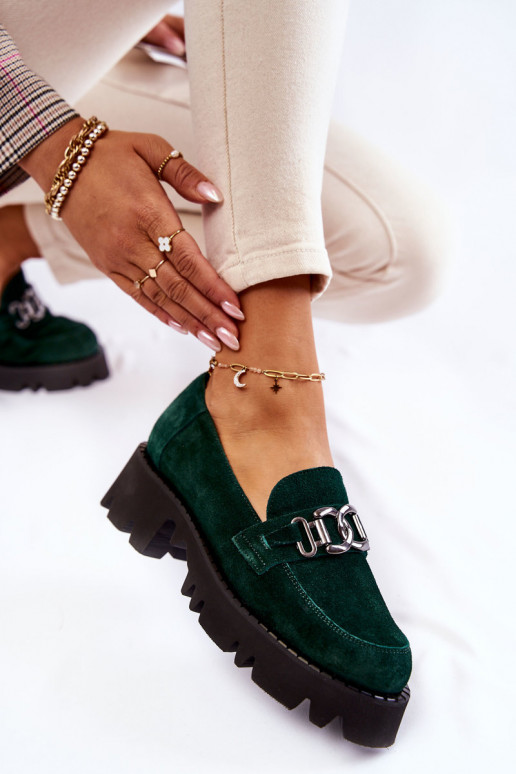 van suède schoenen met ornamenten Laura Messi 2489 groene kleur