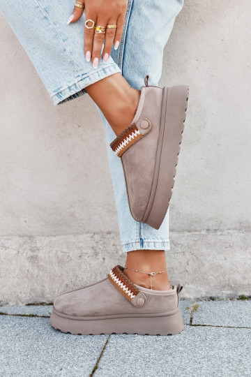 Bottes de neige pour femmes basses avec bretelles mobiles et broderie, à plateforme couleur sable Lyrisse 2