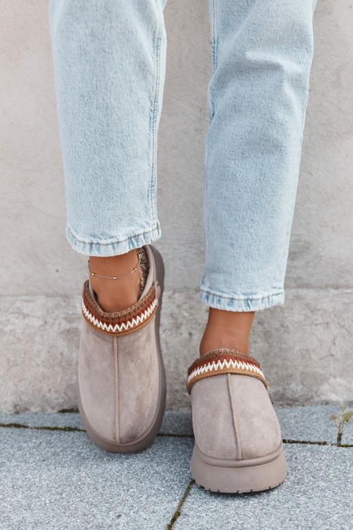 Bottes de neige pour femmes basses avec bretelles mobiles et broderie, à plateforme couleur sable Lyrisse