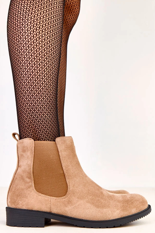 Braune flache Stiefeletten mit...