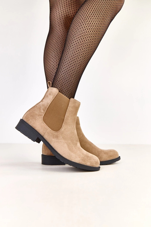Bottines plates en cuir marron avec...