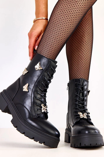Bottines féminines noires ornées de papillons Salvia 2