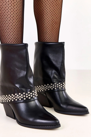 Schwarze Cowboy-Stiefel mit umgeschlagenem Schaft Memoris