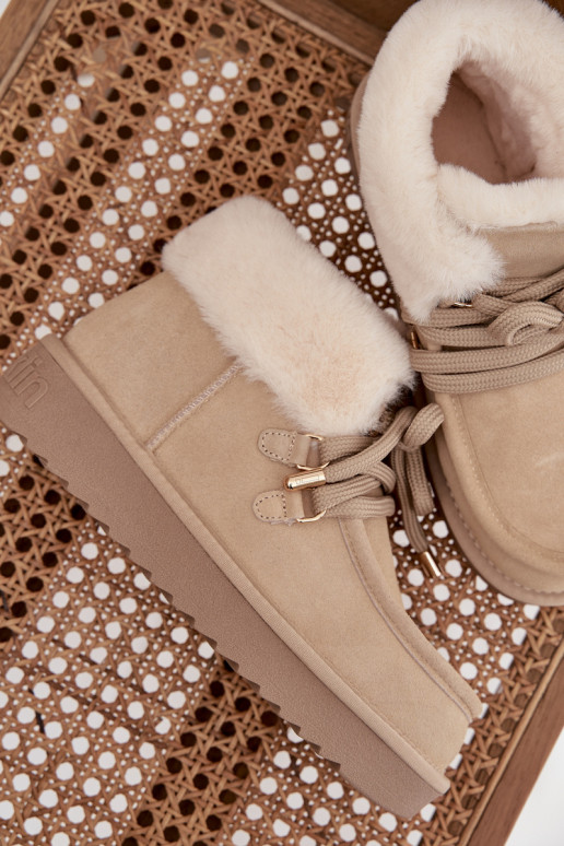 Schneestiefel FemininErmöglichtturalnego aus INildlederu D.Franklin DFSH375006 elfenbeinfarbe