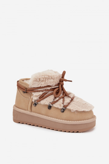 Bottes de neige Puéril Jeunesse avec un manteau de fourrure D.Franklin DFSH370011 beige