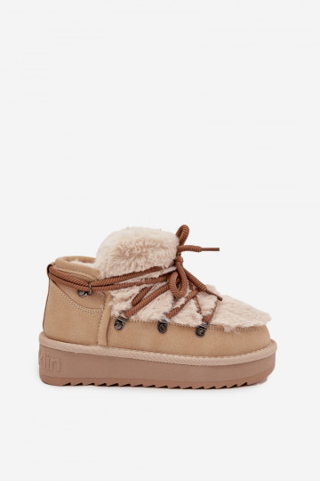 Bottes de neige Puéril Jeunesse avec un manteau de fourrure D.Franklin DFSH370011 beige 2