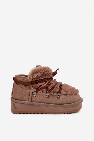 Bottes de neige Puéril Jeunesse avec un manteau de fourrure D.Franklin DFSH370011 marron 2