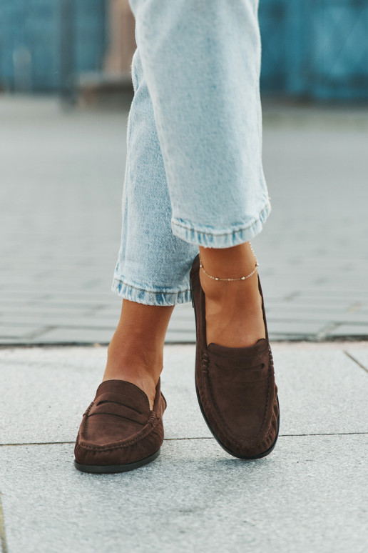 Damenmokassins mit breiten Absätzen aus Eco-Suede in Braun "Rivianne"