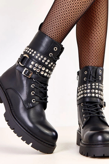 Bottes de randonnée noires pour femmes avec éléments décoratifs Ladora 2