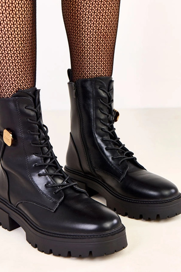 Schwarze Damen Wanderschuhe mit goldenem Bären Valery
