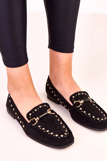 Zwarte ballerina's van kunstsuède met studs Molia 2