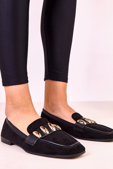Schwarze elegante Ballerinas mit goldener Verzierung Klesa