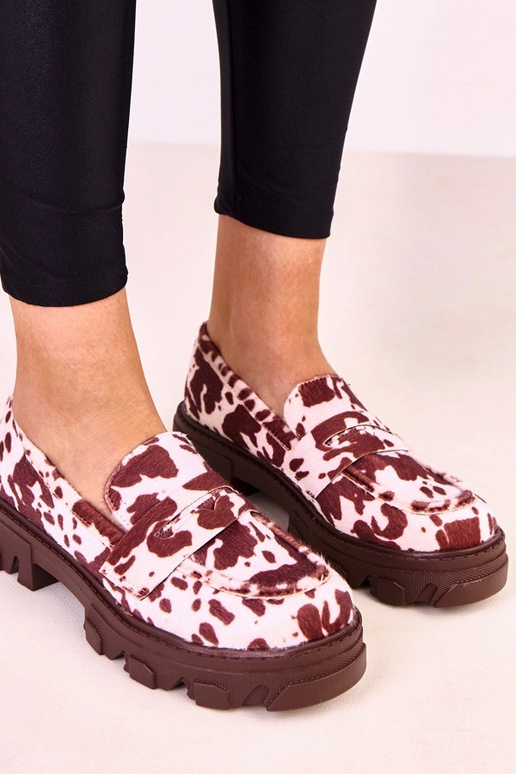 Mocassins marron avec taches de vache...