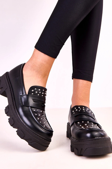 Mocassins noirs pour femmes avec clous Memolis 2