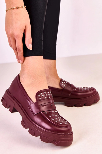 Bordeaux dames mocassins met studs Memolis