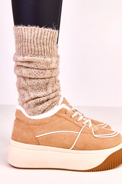 Baskets chaudes marron à plateforme...