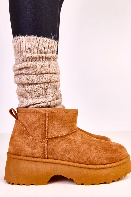 Bottes neige basses marron en simili...