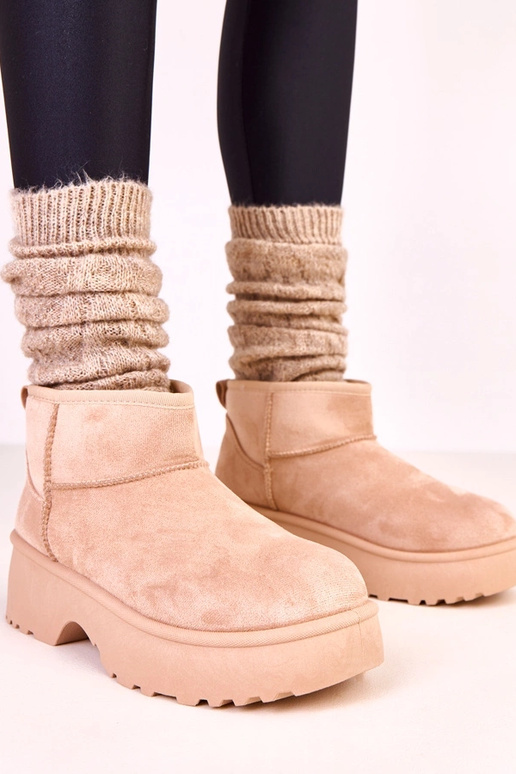 Beige lage sneeuwlaarzen van...