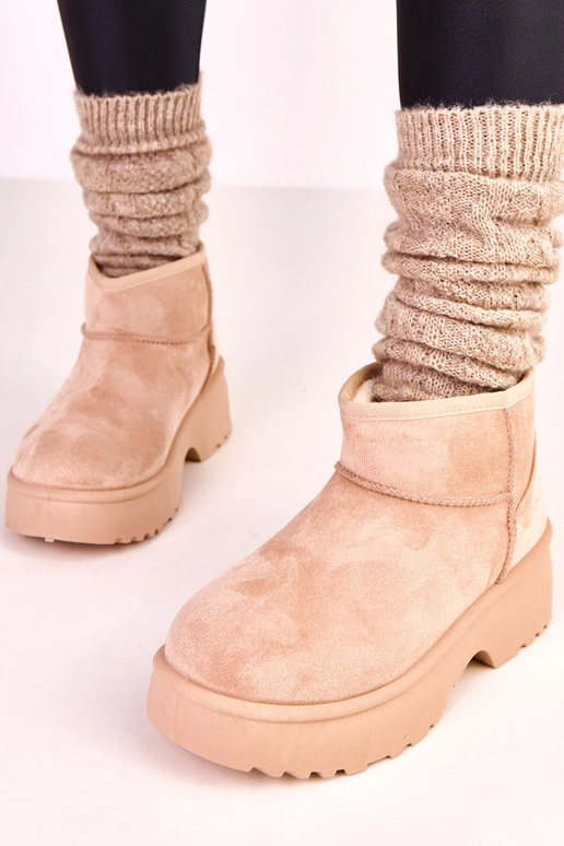 Sandfarben niedrige Schneestiefel aus...