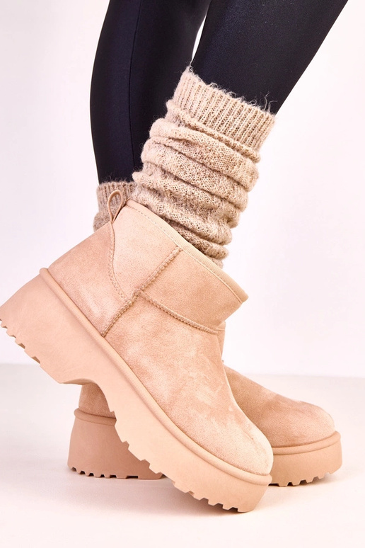 Beige lage sneeuwlaarzen van...