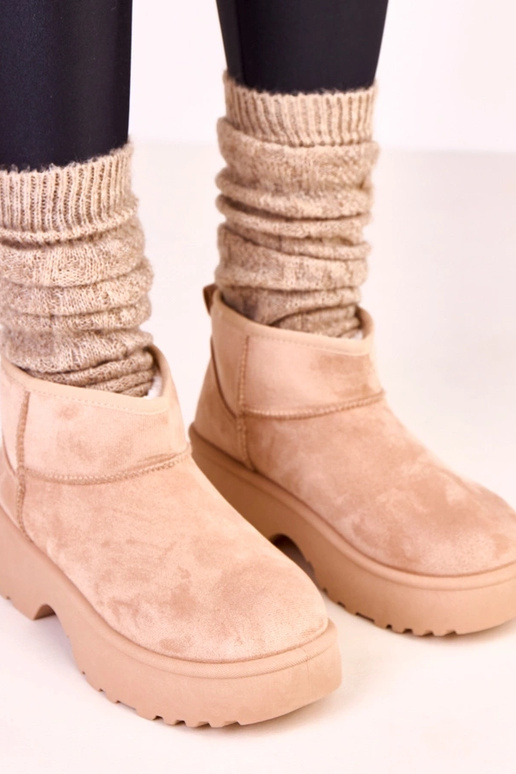 Sandfarben niedrige Schneestiefel aus...