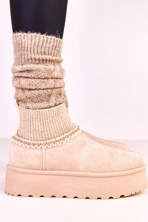 Bottes en neige basses couleur sable...