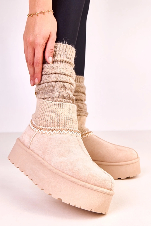 Bottes en neige basses couleur sable...