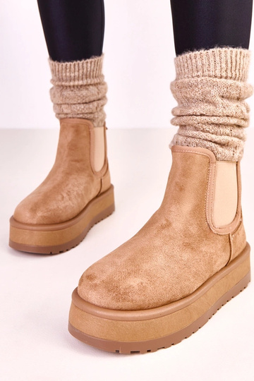Bottes en neige basses couleur sable foncé avec empiècement élastique Nancey 2