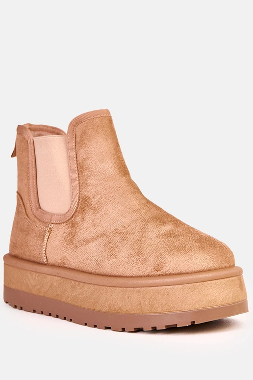 Donkerbeige lage sneeuwlaarzen met...