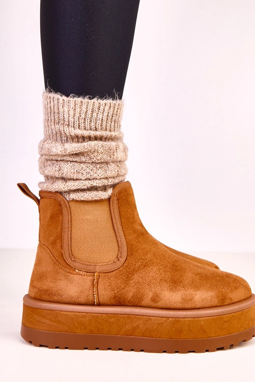 Bottes en neige basses brunes avec...