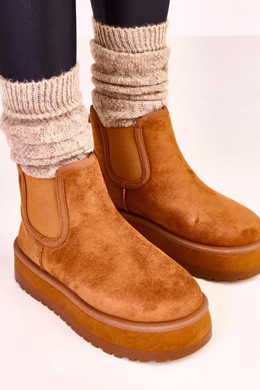 Braune niedrige Schneestiefel mit...