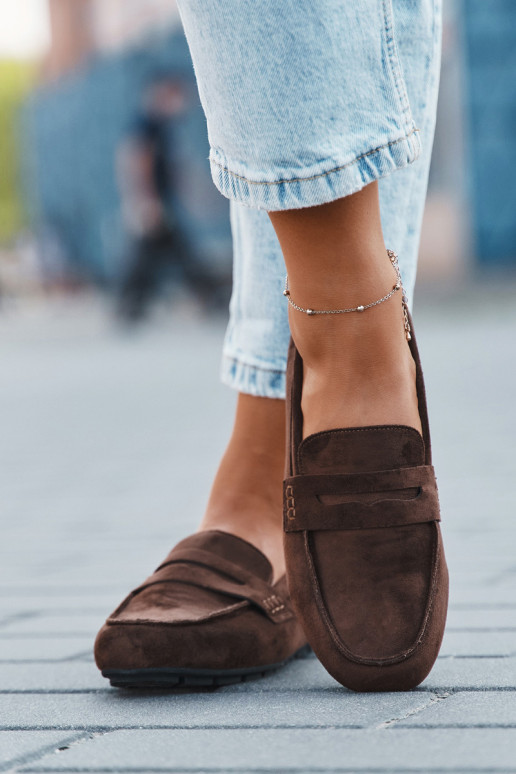 Damenflache Mokassins in Dunkelbraun "Soreline"