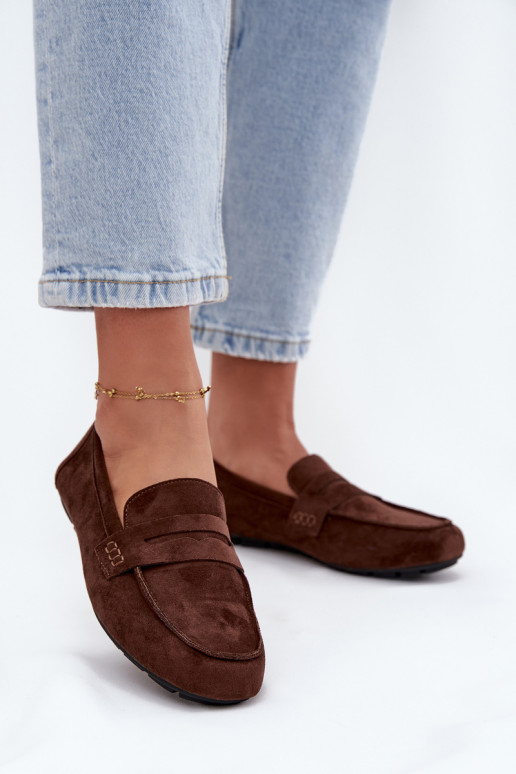 Damesvlakbodem mokassins in donkerbruin "Soreline"