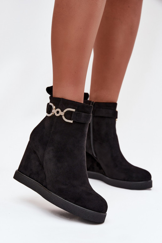 Bottines noires pour femmes à plateforme avec détails ornés Rivana