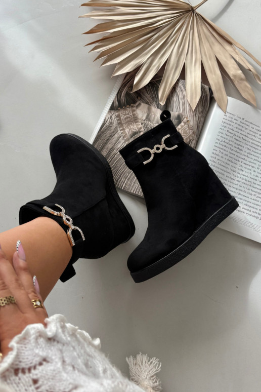 Bottines noires pour femmes à plateforme avec détails ornés Rivana