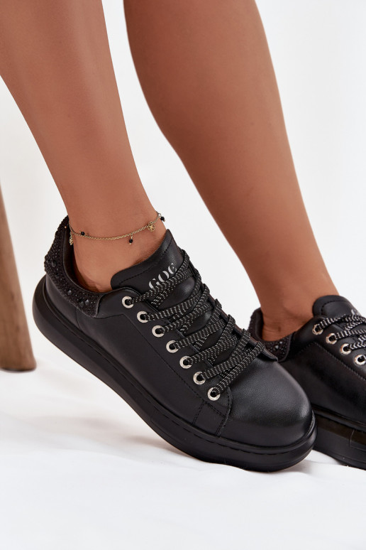 Chaussures modèle baskets FémininActivéturalnej Skóry GOE OO2N4004 couleur noire