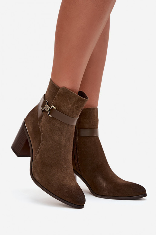 Chaki dames warme suède ankle boots met hakken van natuurlijk leer Sergio Leone BT25384-S Chaki dames warme suède ankle boots met hakken van natuurlijk leer Sergio Leone BT25384-S