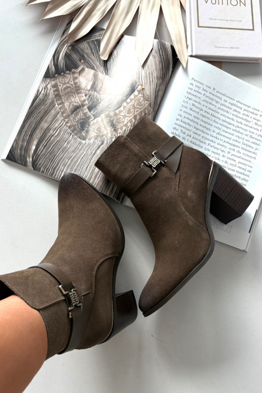 Chaki dames warme suède ankle boots met hakken van natuurlijk leer Sergio Leone BT25384-S Chaki dames warme suède ankle boots met hakken van natuurlijk leer Sergio Leone BT25384-S