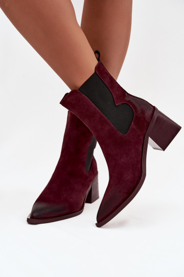 Leren suède laarzen met voering Artiker 57C0048 bordeaux kleur