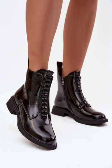 D&A MR52-108 schwarze Lackstiefeletten aus Kunstleder für Damen 2