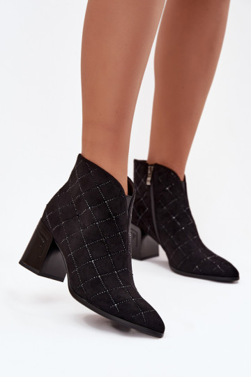 Damen Stiefeletten mit Dekoration D&A MR52-133 schwarz