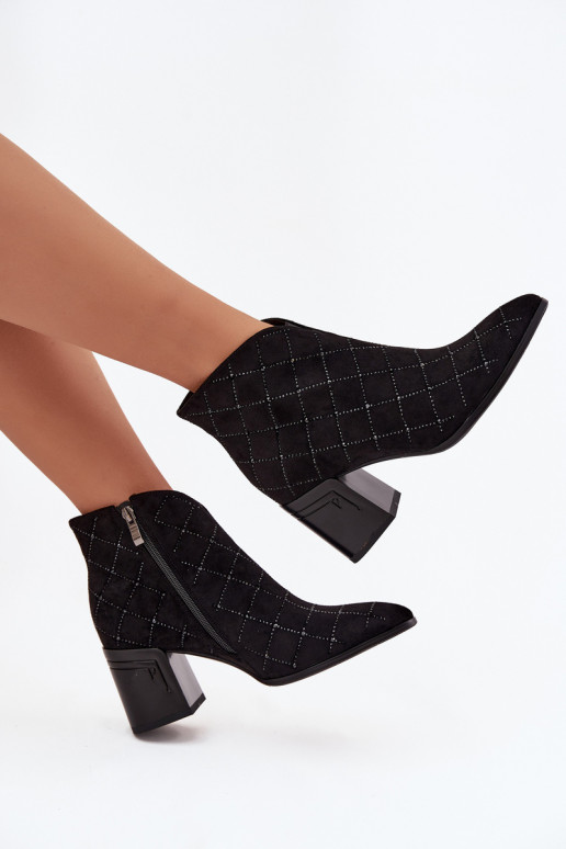 Damen Stiefeletten mit Dekoration D&A MR52-133 schwarz