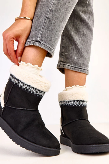 Bottes en neige basses noires avec broderie Sensila 2