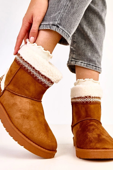 Karamellfarbene niedrige Schneestiefel mit Stickerei Sensila 2