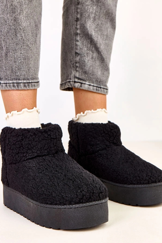 Bottes en neige noires avec tige en...