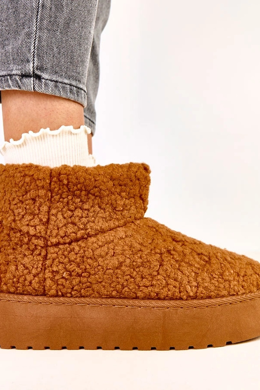 Bottes en neige brunes avec tige en...