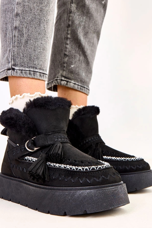 Bottes en neige noires à plateforme...