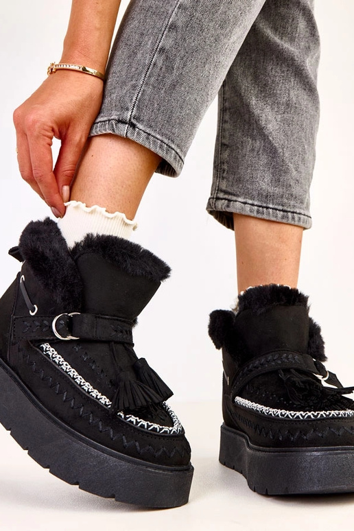 Bottes en neige noires à plateforme...