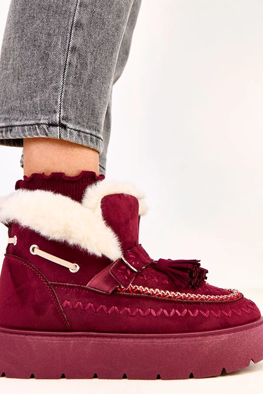 Bottes en neige bordeaux à plateforme...